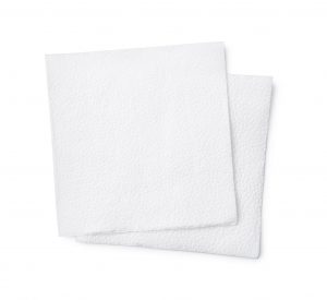 Top view of two paper napkin isolated on white